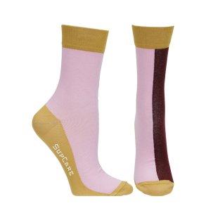 Kurze Stützstrümpfe Bambus, Pink/Curry